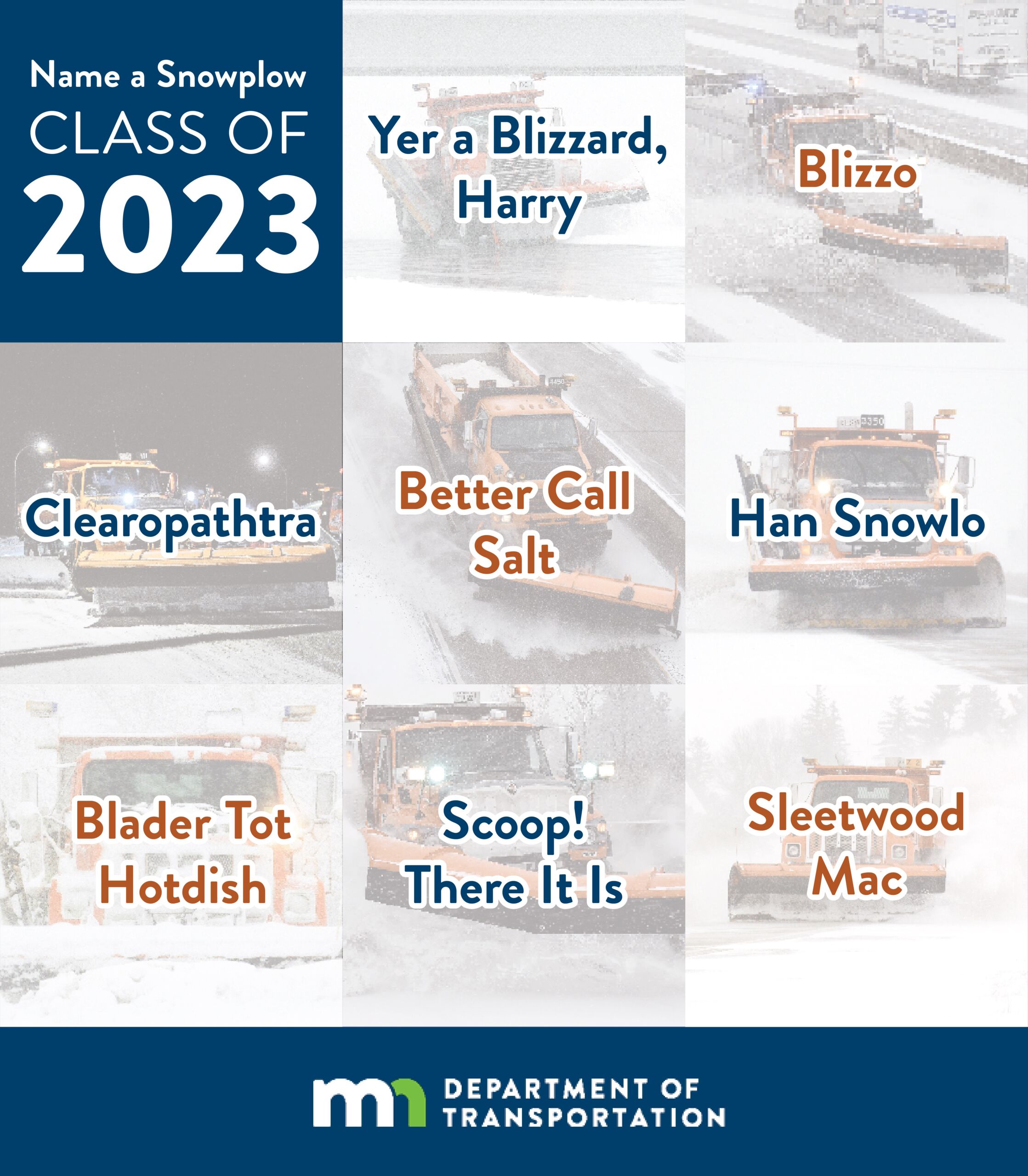 MnDOT Announces Winning Names for Name a Snowplow Contest; “Yer a